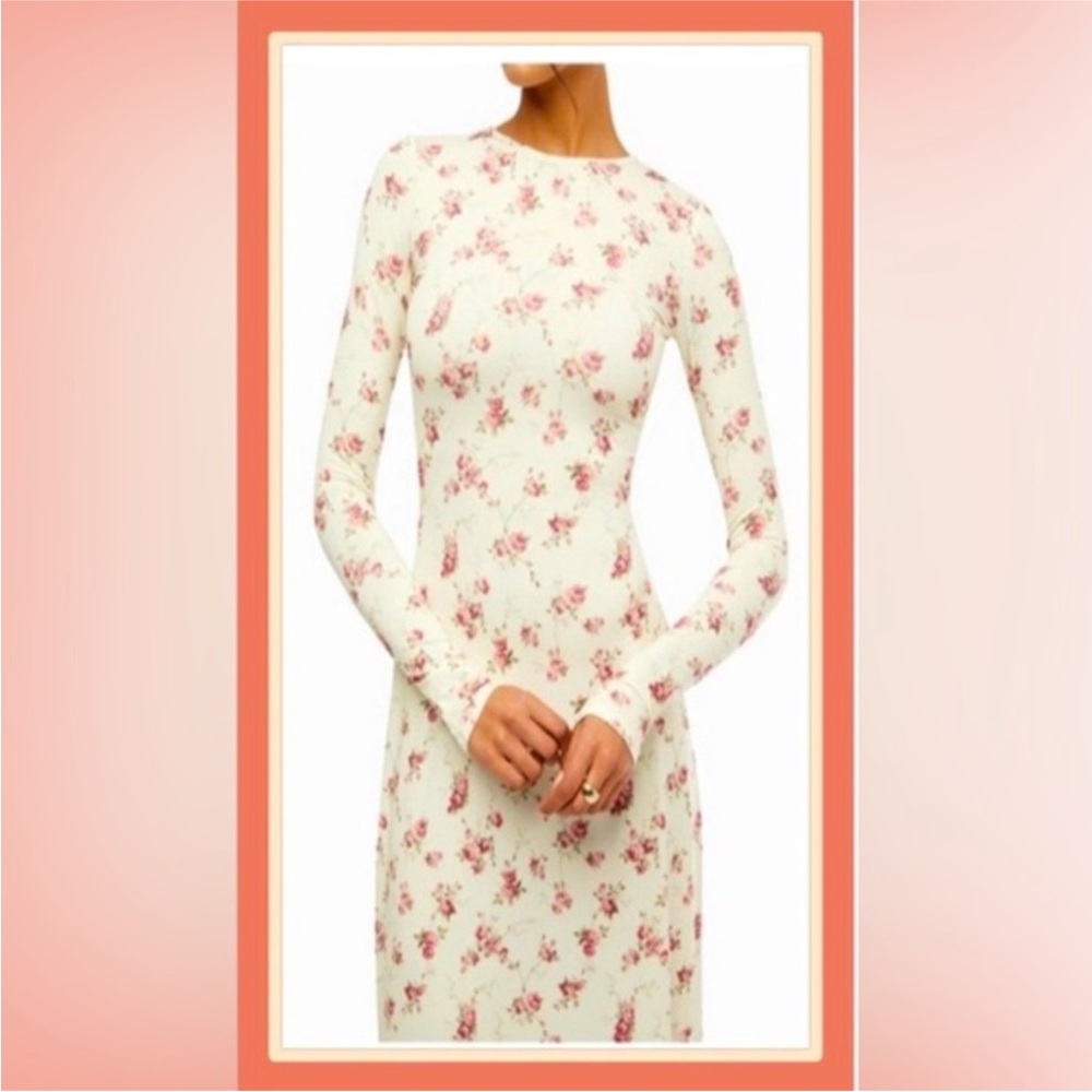 WeWoreWhat Cream Maxi Dress with Pink Floral Print NWT Size Medium